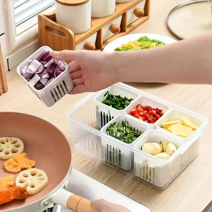 Conteneurs de stockage des aliments avec couvercles, réfrigérateur hermétique, boîte fraîche pour oignon, ail et fruits, boîte de rangement de cuisine