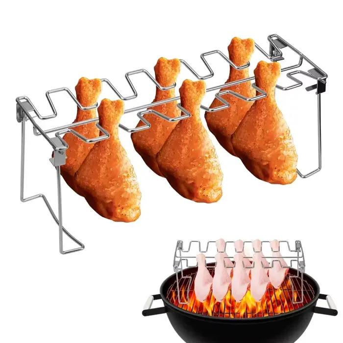 Support d'aile de poulet et de jambe de Barbecue en acier inoxydable