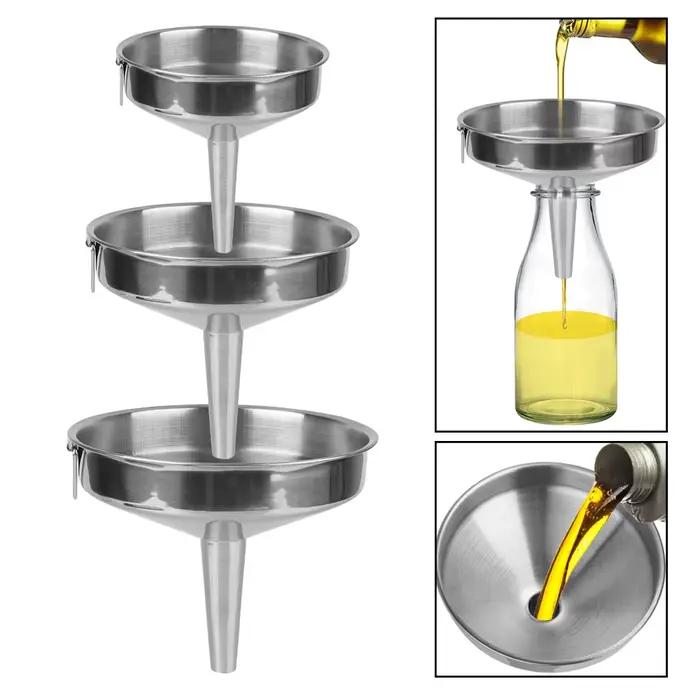 Entonnoir à large bouche pour conserve, outils de cuisine, Bar, vin, bière, flacon d'huile, entonnoir en acier inoxydable, accessoires de cuisine, entonnoir métallique