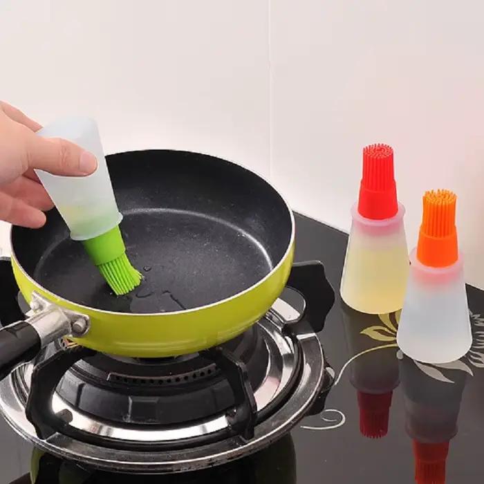 Brosse distributrice pour BBQ, récipient d'huile de qualité alimentaire, brosse pour pâtisserie, brosses en Silicone, gril de cuisson, huile de cuisson, Sauce au miel