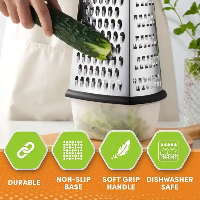 Râpe à fromage en boîte en acier inoxydable avec râpe à 4 côtés
