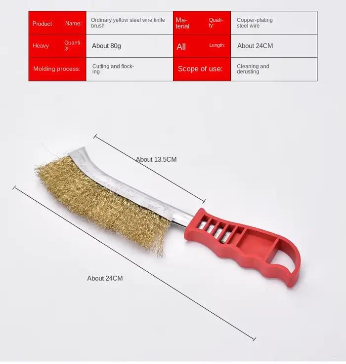 Brosse D.lique Multifonction Plaquée Cuivre, Brosse en Acier Inoxydable, Manche Long, Grille de Cuisine, Plaque Spéciale, Élimination de la Rouille, 1Pc