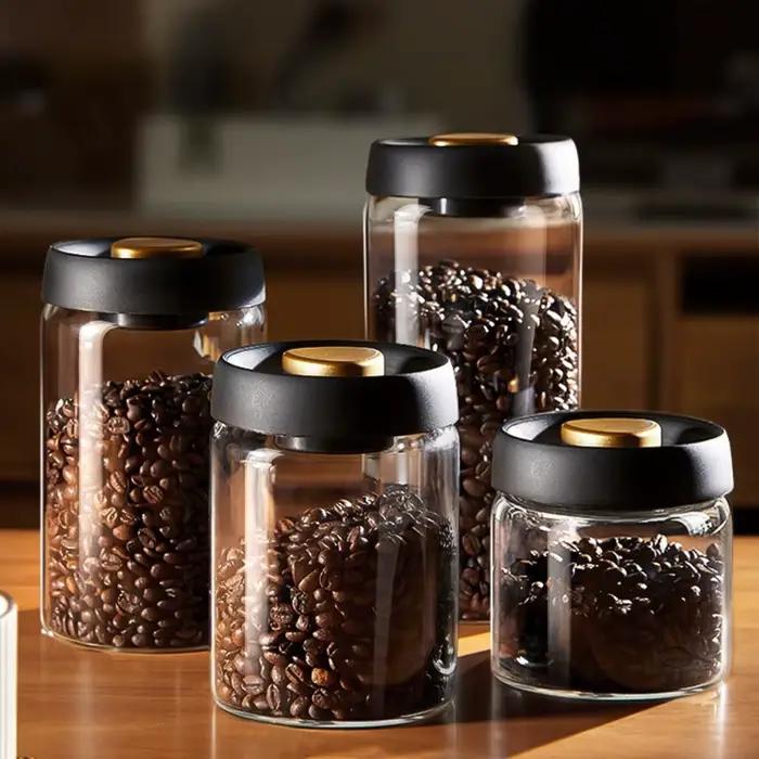 Bocaux de stockage des aliments sous vide en verre pour grains de café épices noix thé et autres denrées pour cuisine moderne et organisation efficace