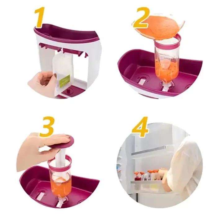 Extrudeuse de purée de fruits bio pour enfants station de compression avec sacs souples sécurisés pour nourrir bébé occassions spéciales repas en déplacement purées personnalisées écologiques