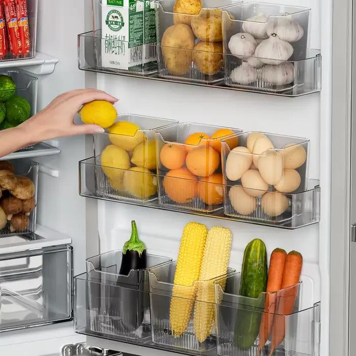 Boîte de rangement de porte latérale de réfrigérateur, 1 pièce, aliments, légumes, fruits, œufs, organisateur frais, boîtes de conteneurs de réfrigérateur de cuisine domestique