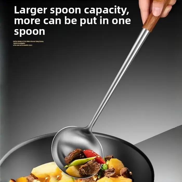 Spatule à poisson en acier inoxydable, poêle à œufs, cuillère antiadhésive, Long manche en bois, pelle plate fendue pour Steak, outil de cuisine