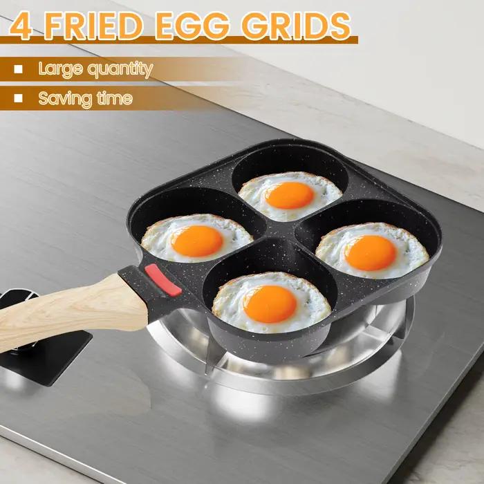 Poêle à œufs antiadhésive, 4 tasses, ustensiles de cuisine, poêle à crêpes, poêle à œufs adaptée à la cuisinière à gaz, cuisinière à Induction, petit déjeuner