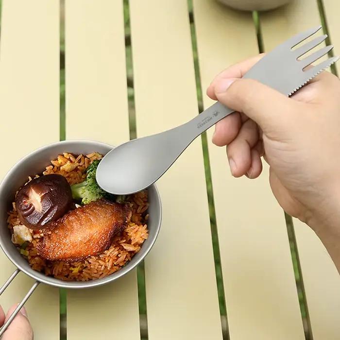 Ti Spork-Cuillère de camping 3 en 1, coupe-fourchette, ChlorOutdoor Britware pour le camping, la randonnée, les pique-niques en plein air