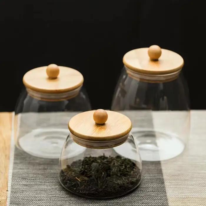Récipients en verre hermétiques pour le stockage du thé, des herbes et des épices, pot de rangement en verre borosilicate, boîte à thé, organisateur de cuisine