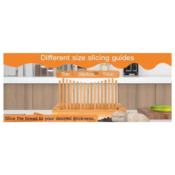 Trancheuse à pain en bois de bambou AA81 pour découpe de pain maison, toast, gâteau, bagel et sandwich occasionnels et spéciaux