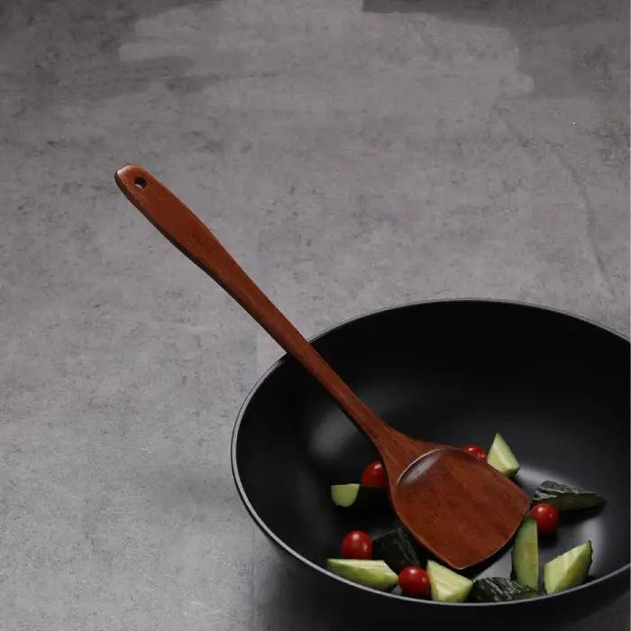 Spatule de cuisine, spatule en bois, cuillère de cuisine antiadhésive, spatule en bois spéciale, spatule en bois pour ailes de poulet, résistante aux hautes températures, usage domestique, 1 pièce