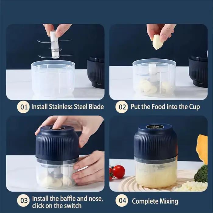 Mini hachoir électrique sans fil USB rechargeable de 250 ml pour légumes