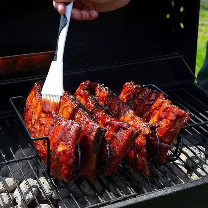 Supports à nervures pour Barbecue en acier revêtu antiadhésif pour rôtissage de la viande 4 nervures occasion spéciale et quotidienne
