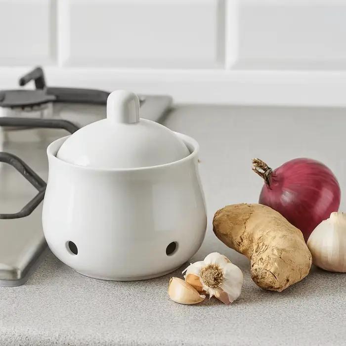 Gardien d'ail ventilé en céramique pot de stockage