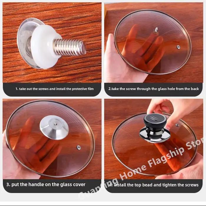 Couvercle en verre marron de 16 à 32cm avec bordure en acier inoxydable et couvercle de casserole de cuisine domestique multifonctionnel de Chef circulaire résistant à la chaleur