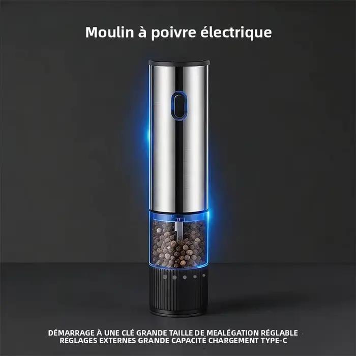 Moulin à sel et à poivre électrique automatique rechargeable