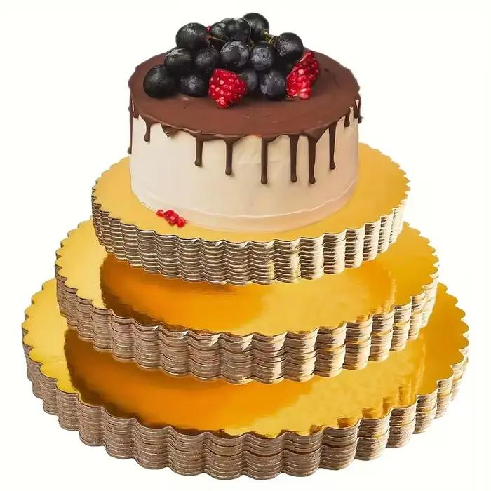 10 pièces de supports à gâteau dorés, supports à gâteau ronds - Ensemble de cartons pour base de gâteau de 6, 8, 10, 12 pouces pour la pâtisserie