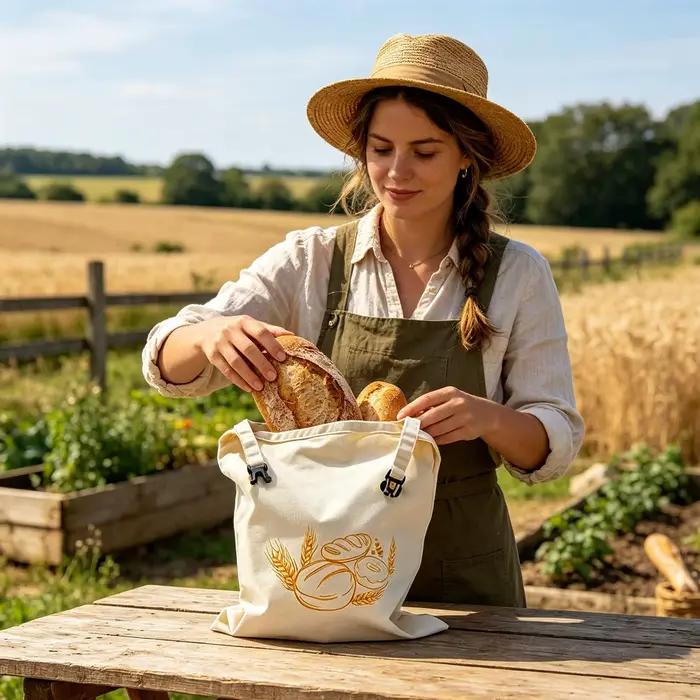 Sac à pain en cire d'abeille réutilisable