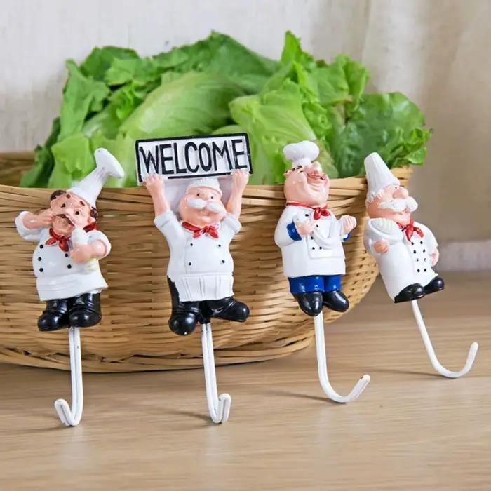 Cuisine créative Chef dessin animé support de rangement crochets mur cintre