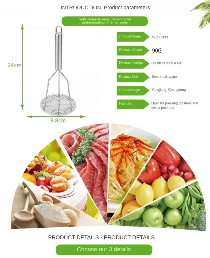 Presse-purée à pommes de terre en acier inoxydable