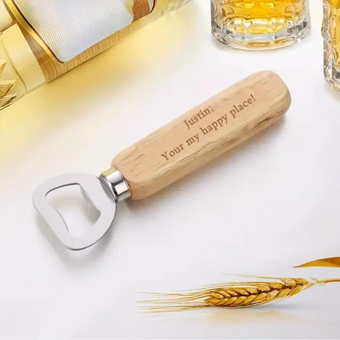 Décapsuleur gravé en bois personnalisé pour cadeaux d'anniversaire, mariages, fêtes des mères, fêtes des pères, Noël, Nouvel An, Halloween, remises des diplômes, nouvelles maisons