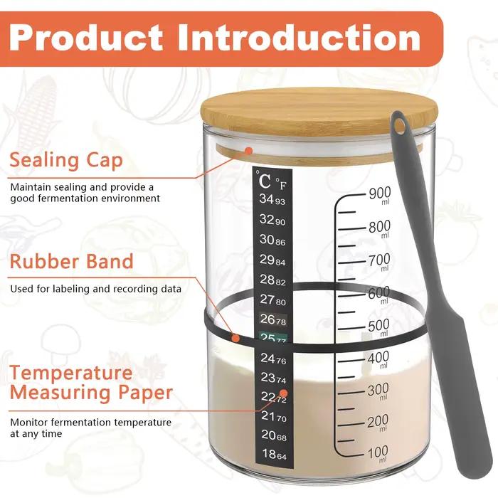 Kit de démarrage de levain 9 pièces avec pot en verre et accessoires pour création de pain maison et pâtisserie