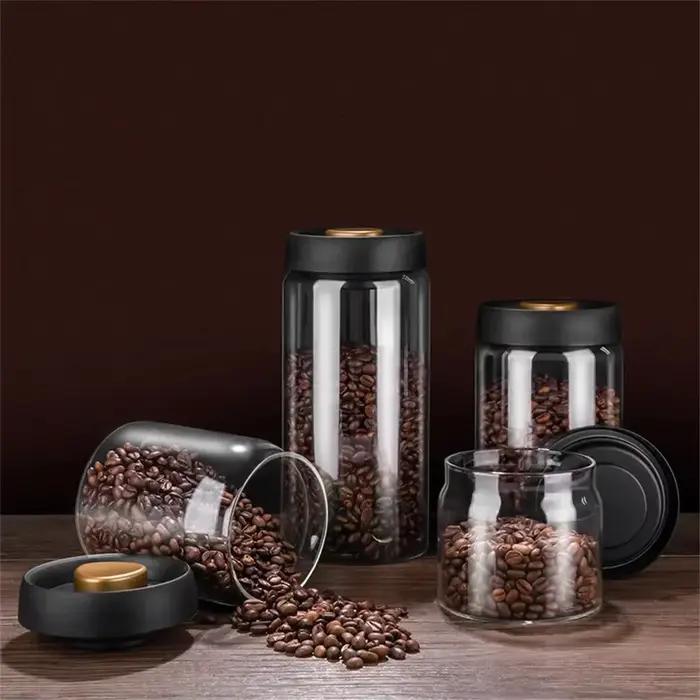 Bocaux de stockage des aliments sous vide en verre pour grains de café épices noix thé et autres denrées pour cuisine moderne et organisation efficace