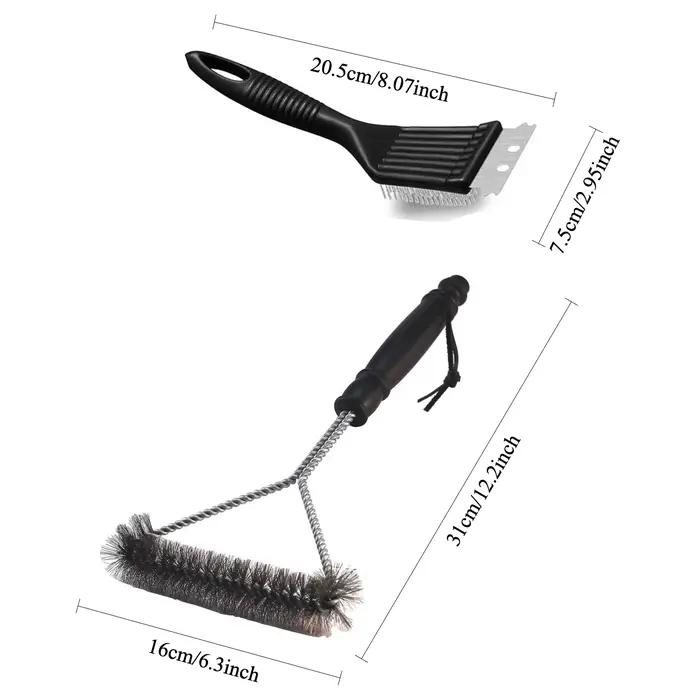 Nettoyeur de barbecue - Ensemble de 2 brosses en fil d'acier inoxydable pour grilles et fours