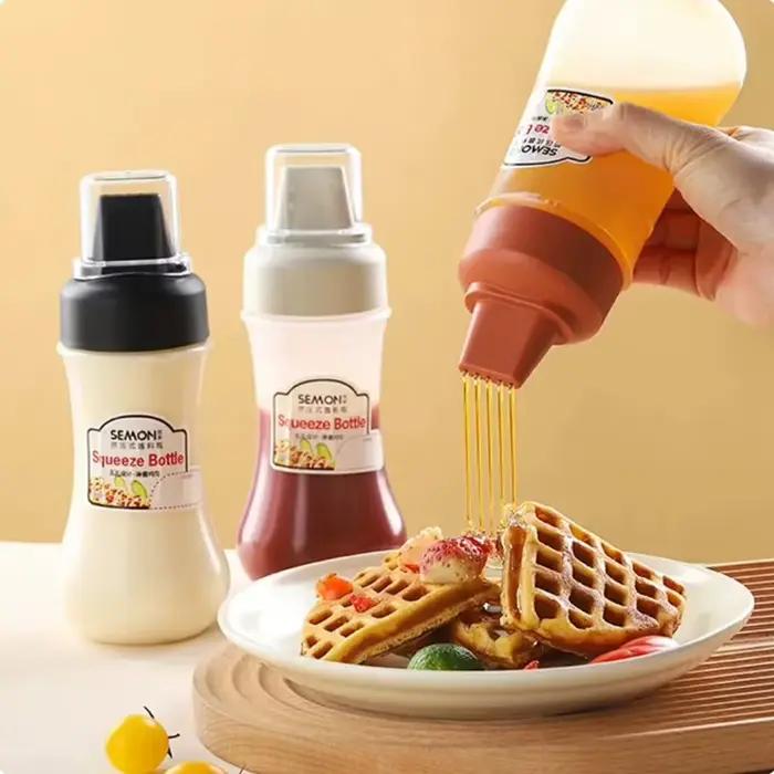 Bouteilles à condiments transparentes à 5 trous avec buses pour mayonnaise