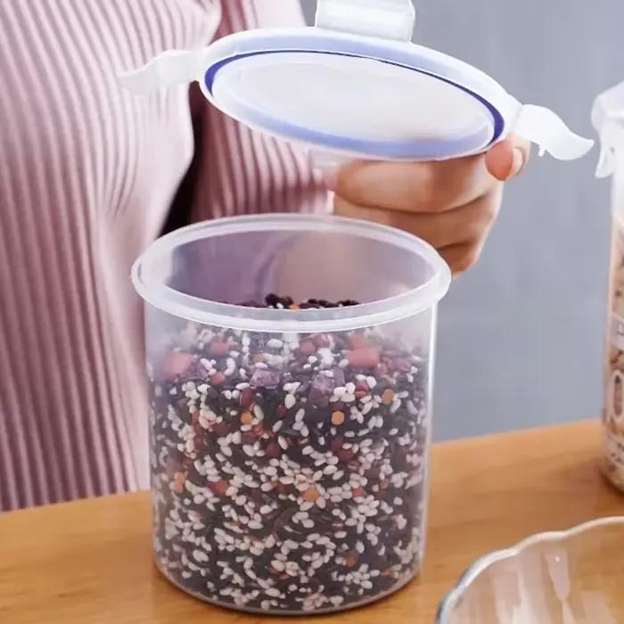 Pots scellés avec échelle, bac à grains, réfrigérateur de cuisine, récipient scellé, pot transparent, boîtes de stockage de sucre et d'épices, 1/4 pièces