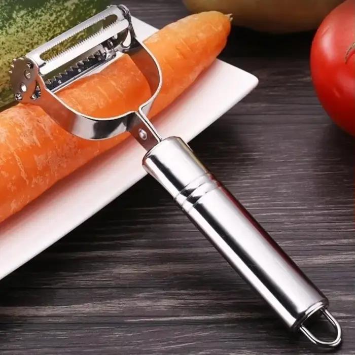 Couteau à éplucher en acier inoxydable, grattoir multifonction domestique, éplucheur de fruits et légumes, éplucheur de pommes de terre et broyeur