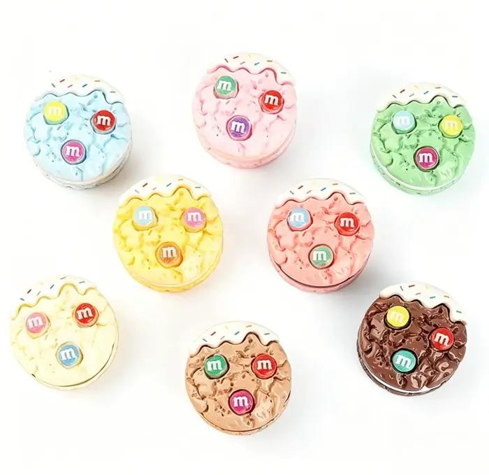 Cabochons en résine 3D en forme de macaron gris clair pour décoration intérieure et loisirs créatifs occasions spéciales