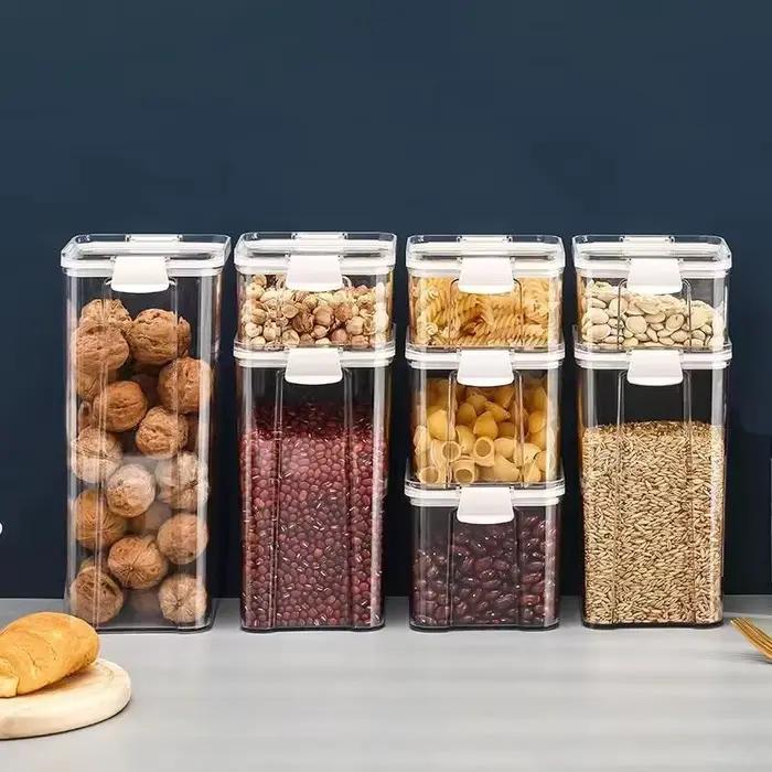 Organisateurs de cuisine avec couvercle, stockage des aliments, beaucoup de boîtes en plastique, pots pour céréales en vrac, organisateur de garde-manger, ensemble pour la maison