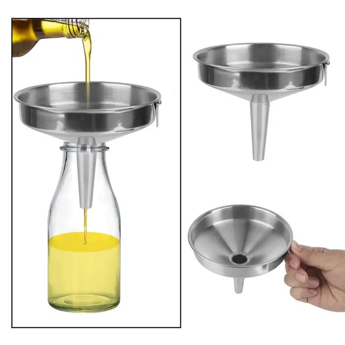 Entonnoir à large bouche pour conserve, outils de cuisine, Bar, vin, bière, flacon d'huile, entonnoir en acier inoxydable, accessoires de cuisine, entonnoir métallique