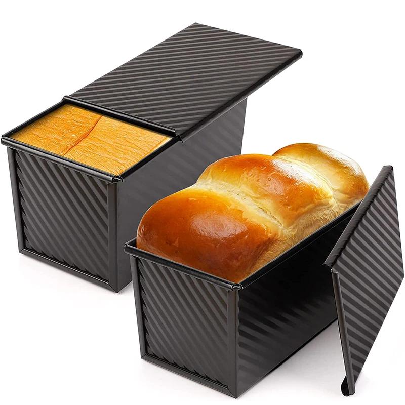 LMETJMA Pot à pain Pullman avec couvercle 1 lb poêle à pain antiadhésive en acier au carbone rectang