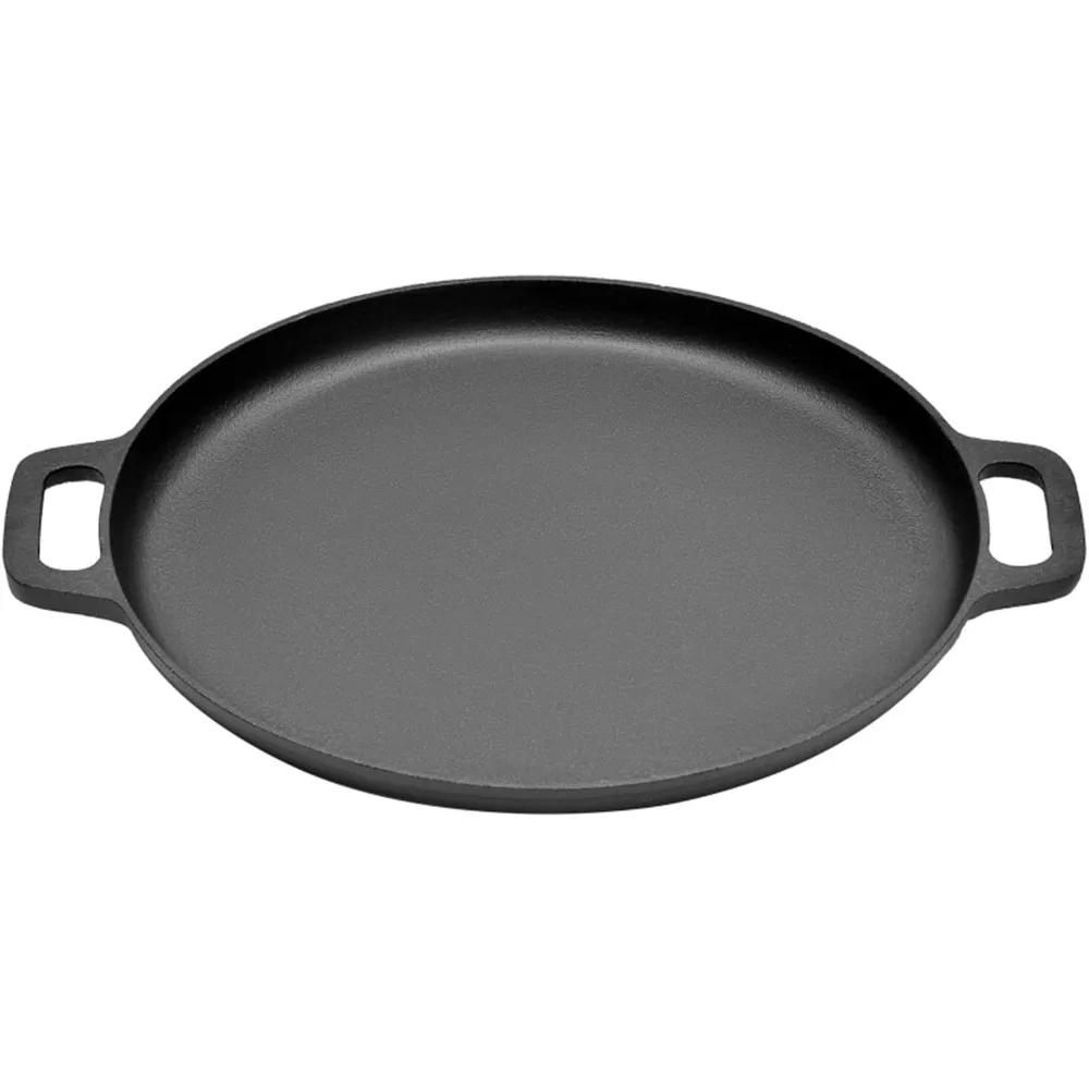 Poêle à frire ronde à Double poignée en fonte, 1 pièce, poêle à Pizza pour crêpes, poêle de cuisine 