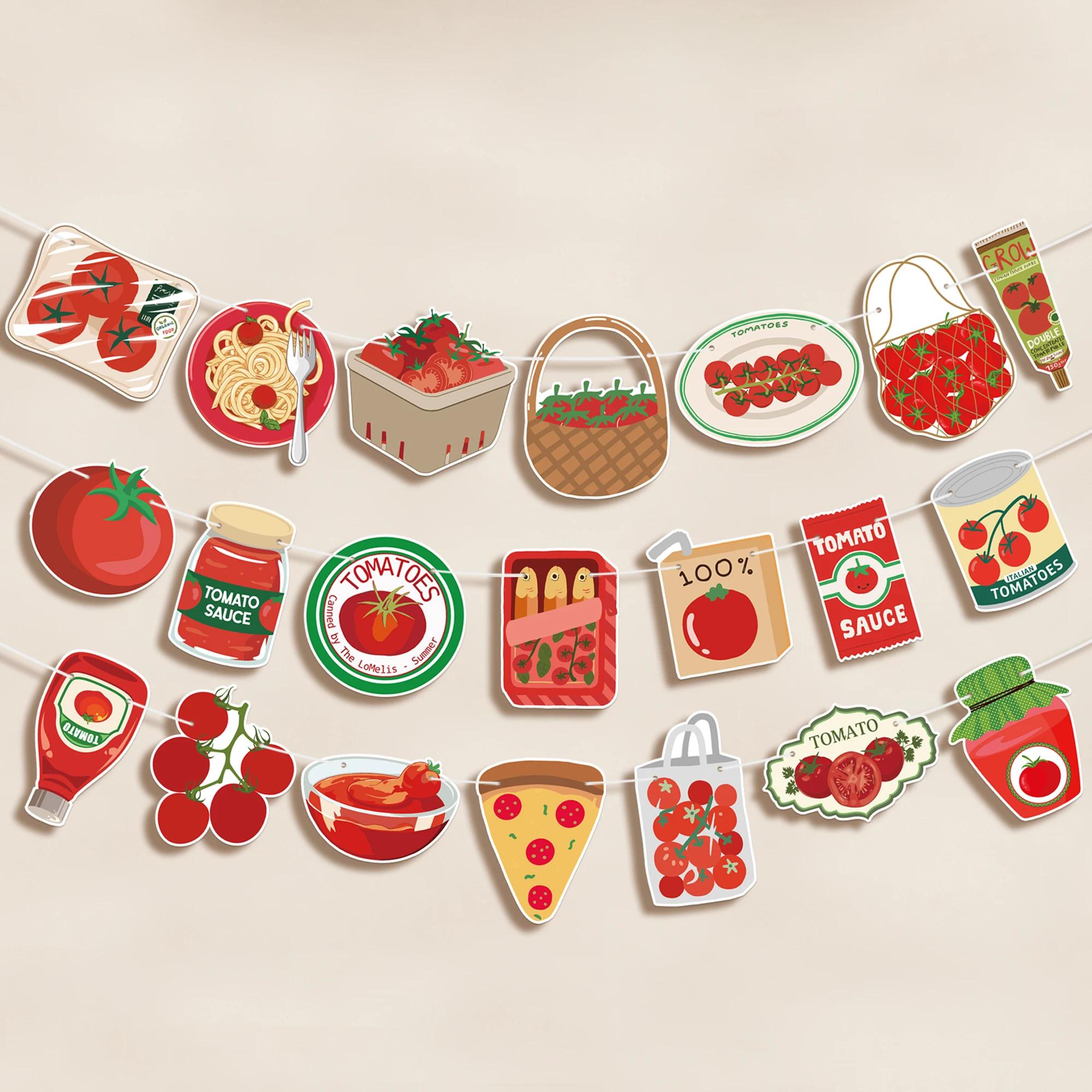 21 pièces de guirlandes à thème tomate, décoration pour fêtes sur le thème de la cuisine italienne, 