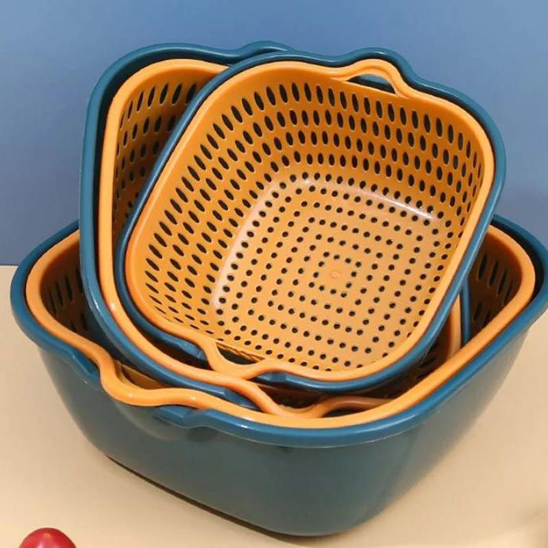 Passoire, panier de vidange Double couche, panier de crépine en plastique, panier de lavage réutilis