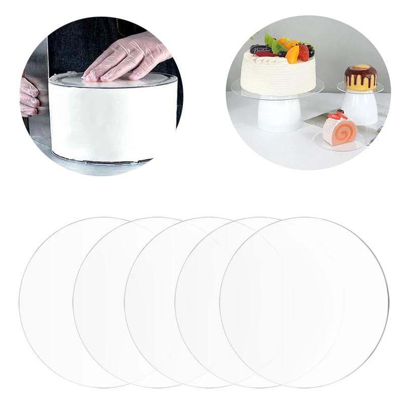 Disque à Gâteau à Bord Rond, Support de Cuisson en Acrylique, Antiadhésif, Réutilisable, 2 Pièces
