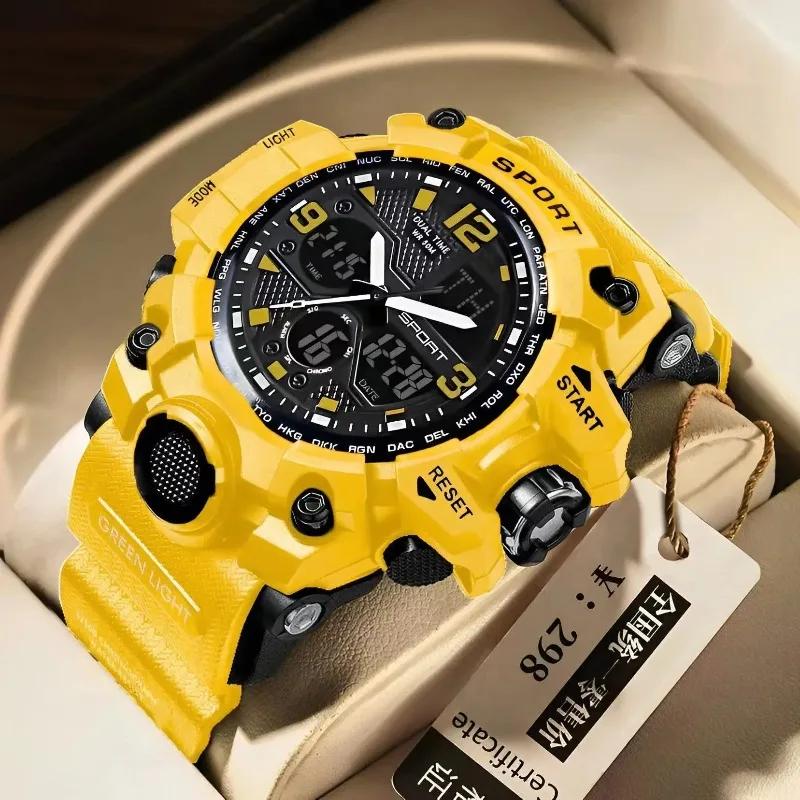 Achats chauds hommes adolescents lycéen mode tendance noir technologie sport lueur montre électroniq