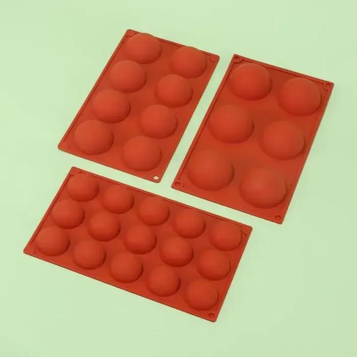 6/8/15/24 trous demi-boule sphère ronde moule en Silicone 3D Brownie Pudding Mousse chocolat Dessert
