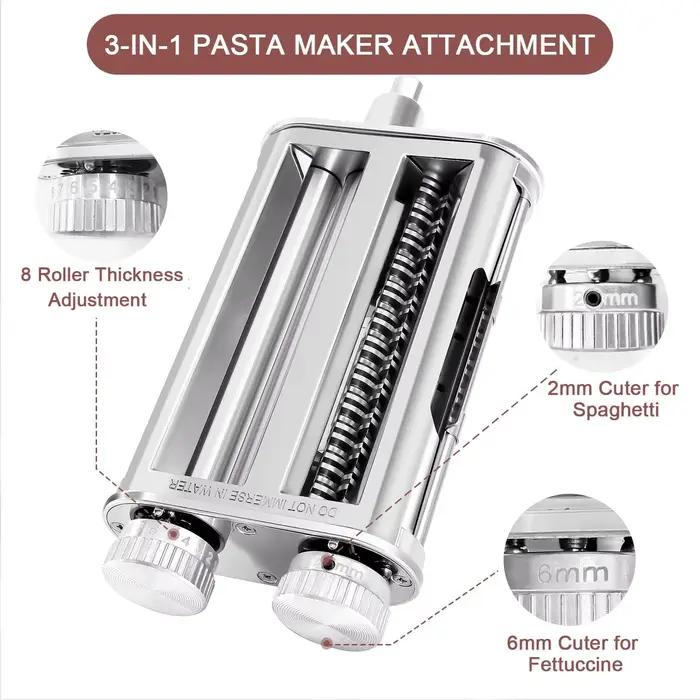 Accessoire pour machine à pâtes 3-en-1 pour batteurs sur socle KitchenAid, rouleau à pâtes avec coup