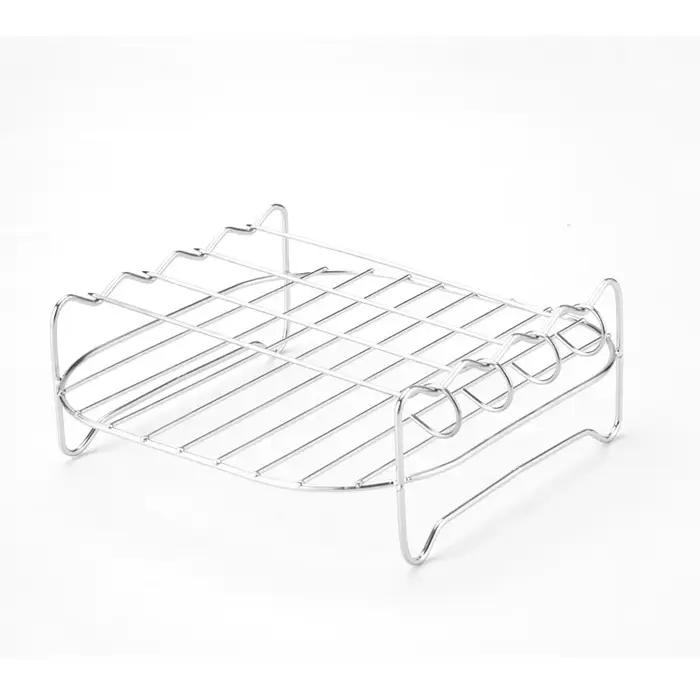 Ensemble de gril d'extérieur avec brochettes, friteuse à air carrée, cuiseur à vapeur, support de ba
