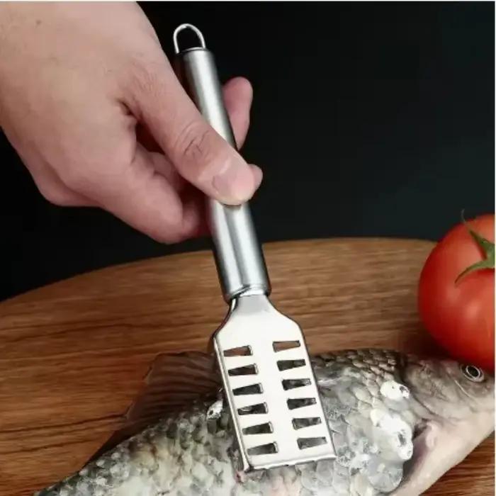 Couteau à écailles de poisson en acier inoxydable avec bord dentelé pour gratter les écailles, désos