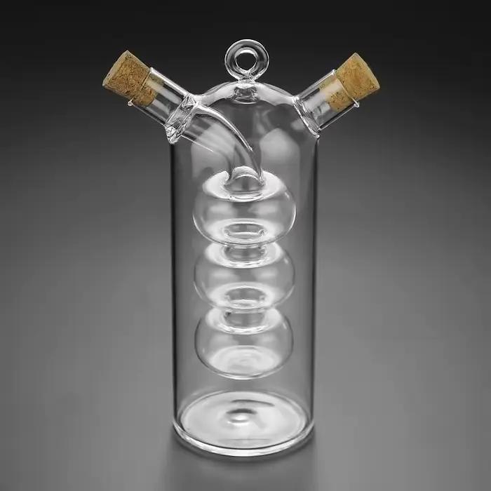 Bouteille Double couche 2 en 1, bouteille en verre de vinaigre huile Sauce Condiment assaisonnement