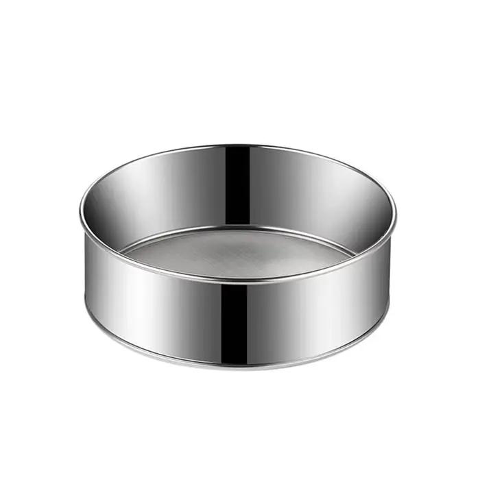 Tamis à farine rond en acier inoxydable, 15/20/25/30cm, tamis à farine en maille, argent, Ultra-fin,