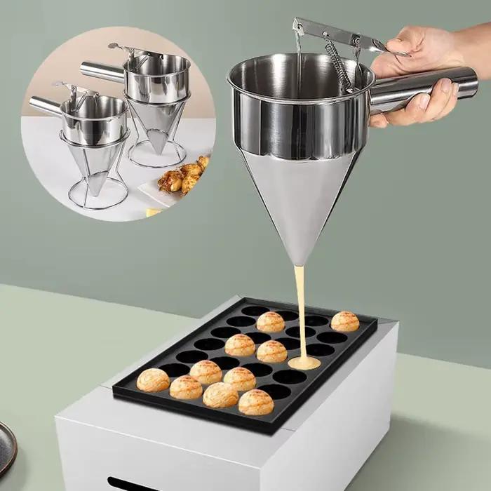 Distributeur d'entonnoir en acier inoxydable de 1200/600ml, avec support, pour cupcakes, crêpes, pât