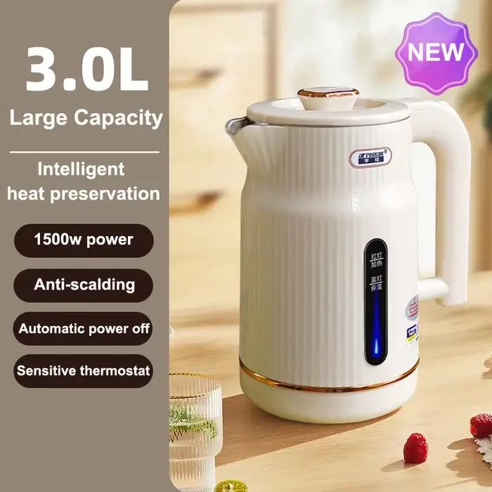 Nouveau 1500W haute puissance bouilloire électrique usage domestique 3L Double couche intelligente c
