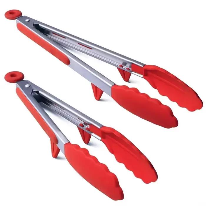 LMETJMA pince de cuisine pince de barbecue en acier inoxydable résistant à la chaleur avec embouts e