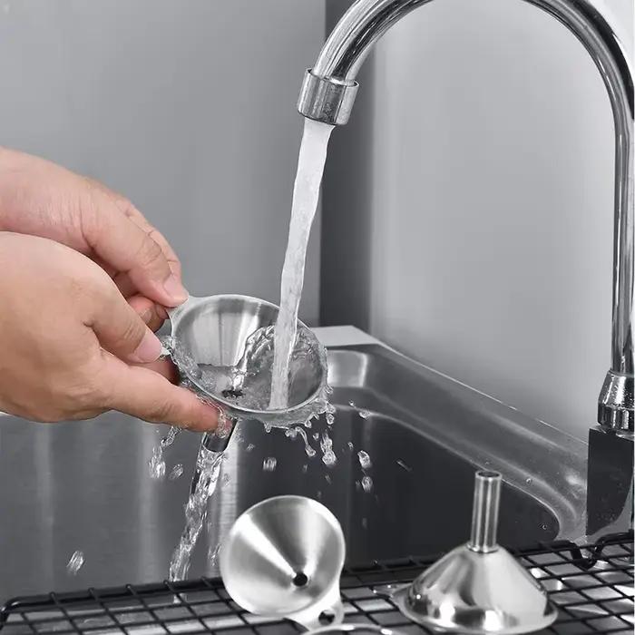 Ensemble d'entonnoirs de cuisine en acier inoxydable, 3/5 pièces, entonnoirs métalliques de qualité